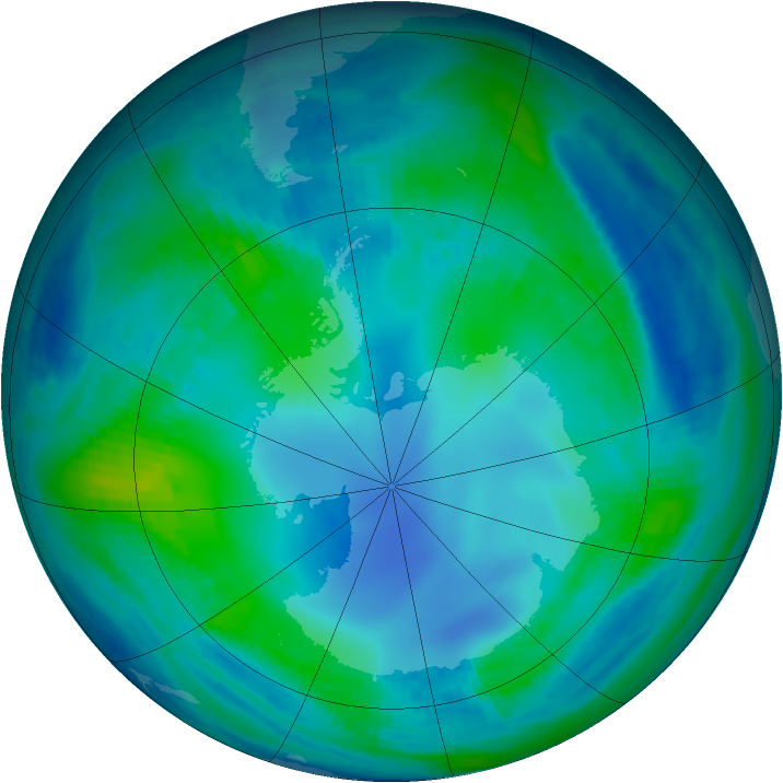 Antarctic ozone map for 11 May 2000